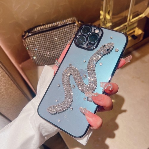 Luxury 3D Rhinestones Snake TPU Phone Case With Anti-fall Full Protection For iPhone